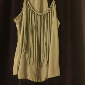 olive green tassel tank